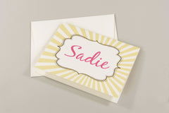 Little Sunshine Kids Birthday Thank You Card Set Personalized with Name A2 Broadfold Thank You Card with A2 Envelope