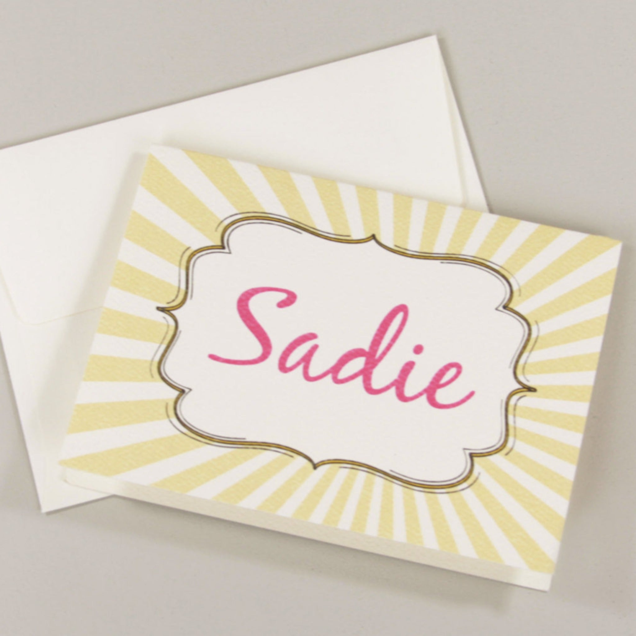 Little Sunshine Kids Birthday Thank You Card Set Personalized with Name A2 Broadfold Thank You Card with A2 Envelope