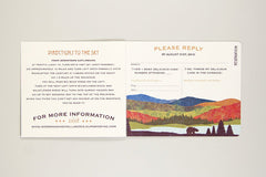 Fall Appalachian 3pg Mountain Wedding Invitation Booklet with RSVP Postcard and Envelope