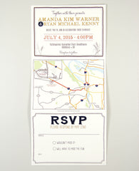 Barley and Hops Trifold Wedding Invitation with Perforated RSVP Postcard with Envelope // Brewery Wedding Invitation