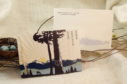 Rocky Mountains // Colorado Wedding Invitation // 3pg Booklet Livret Invite with Perforated RSVP Postcard and Envelopes