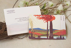 Fall Appalachian Mountains Wedding Invitation // 3pg Booklet Livret Invite with Perforated RSVP Postcard and Envelopes