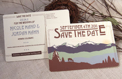 Rocky Mountains Colorado Wedding Save the Date Postcard