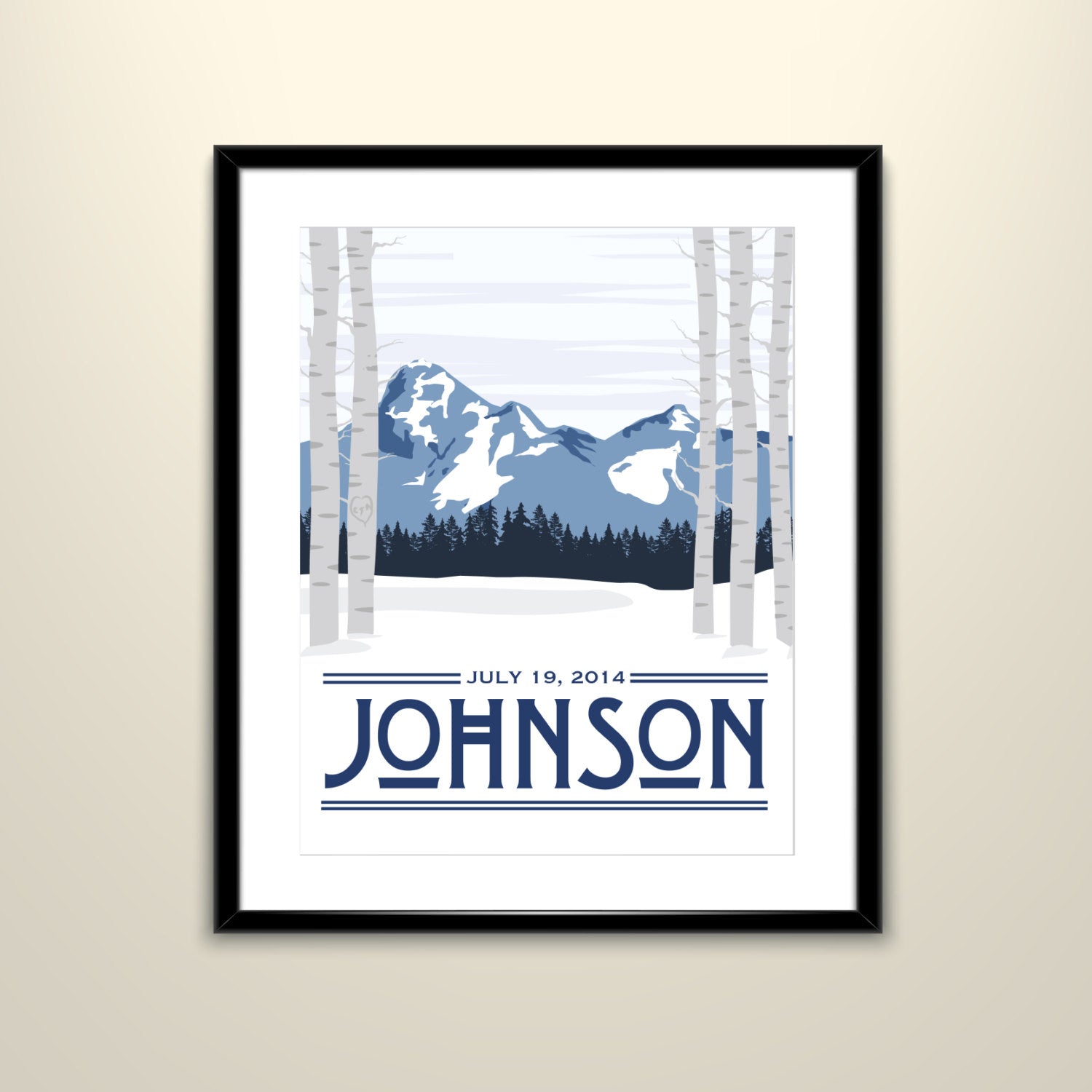 Leavenworth Mountain Vintage Travel 11x14 Poster - Wedding Poster personalized with Names and date (frame not included)