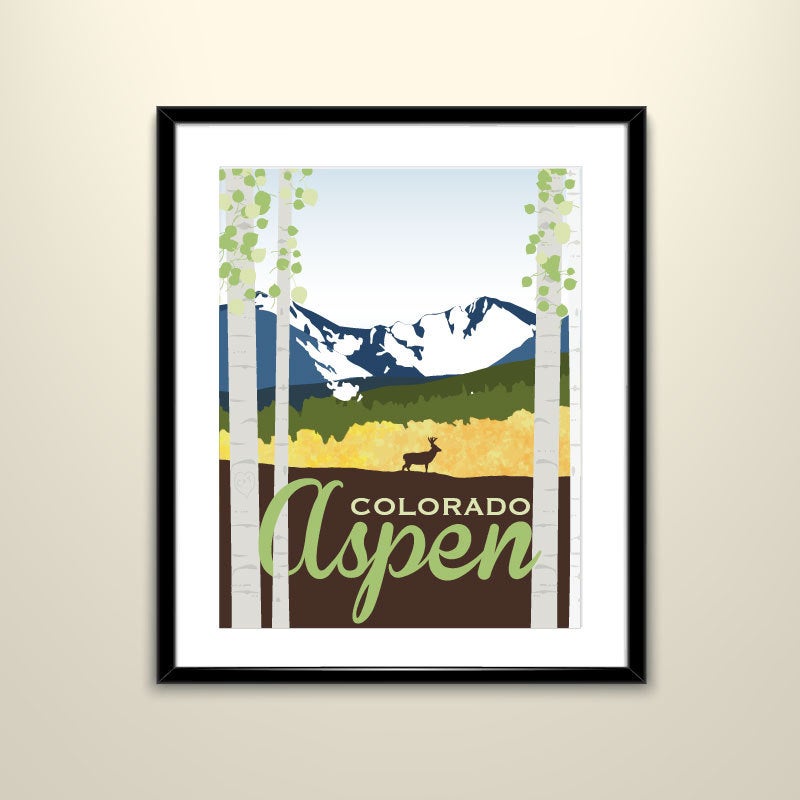 Aspen Colorado Vintage Travel 11x14 Poster - Wedding Poster personalized with Names and date (frame not included)