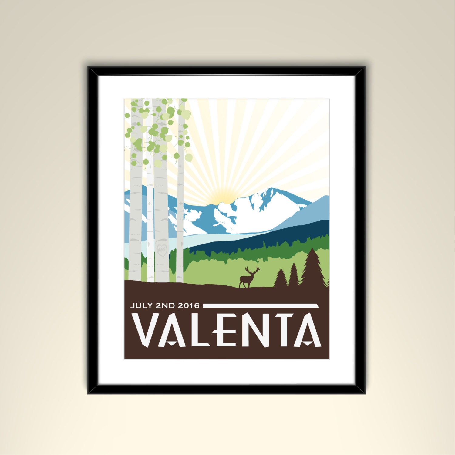 Longs Peak Spring Colorado Vintage Travel 11x14 Poster - Wedding Poster personalized with Names and date (frame not included)