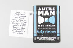 Little Man Baby Bowtie and Suspenders 5x7 Baby Shower Invitation Postcards // DIY Printable Baby Shower Invitations
