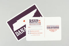 Nashville Tennessee 5x7 Hatch Show Print Inspired Wedding Invitation with RSVP Postcard