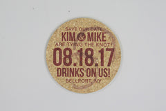 Wine Bottle Wine Stain Cork Coaster Save the Date with A7 Envelope