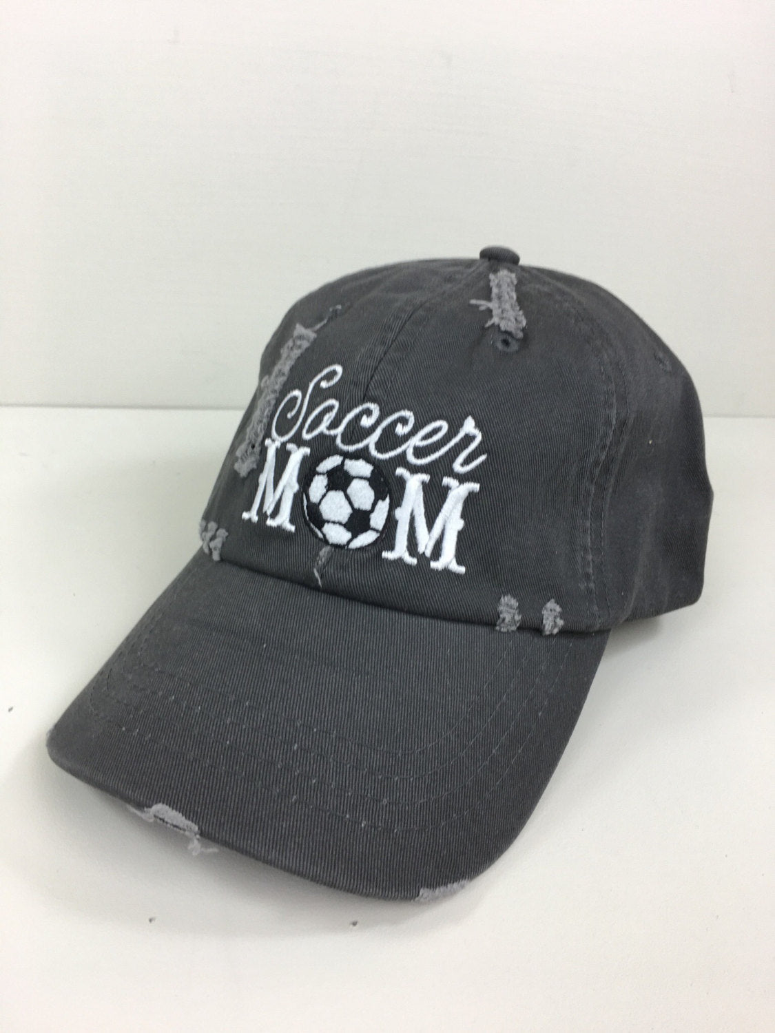 Soccer Mom Distressed Look Unstructured Hat