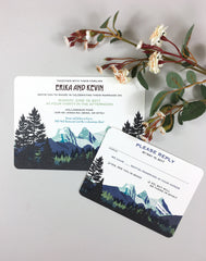 Three Sisters Mountain Vintage Wedding Invitation with RSVP Postcard / 5x7 Invitation with RSVP Postcard with A7 Envelope