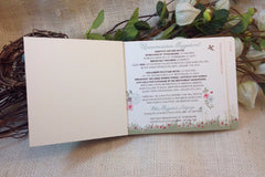 Oak Tree with Lanterns with Spring Flowers Wedding 4p g Livret Booklet Invitation with RSVP postcard and A7 Envelopes