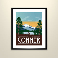 Whistler Mountain at Sunset Vintage Travel 11x14 Paper Poster - Wedding Poster personalized with Names and date (frame not included)