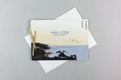 Big Sur California Beach 3pg Livret Booklet Wedding Invitation with Tear-off RSVP Postcard and A7 Envelopes