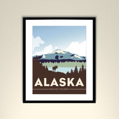 Mt. Palmer Alaska Vintage Wedding Poster 11x14 Poster - Personalize with Names and wedding date (frame not included)