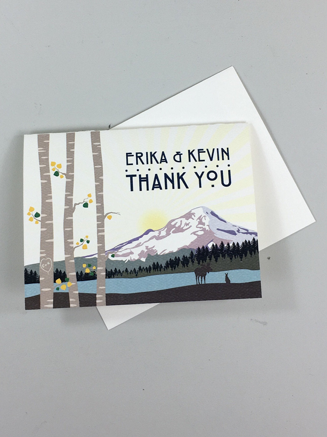 Mt. Hood Wedding Thank You Folded Note Card - A2 Broadfold with A2 Envelope