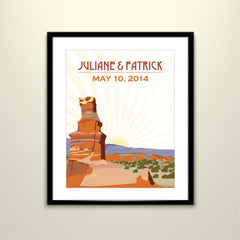 Palo Duro Canyon 11x14 Vintage Wedding Poster personalized with Names and date (frame not included)