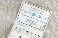 Rustic Aqua Herb Garden Trifold Wedding Invitation with Online RSVP with Envelope // Rustic Trifold Wedding Invitation-TE1