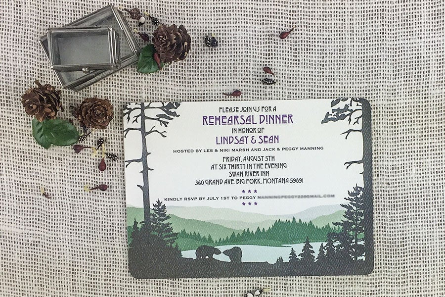 The Catskills Mountains Rehearsal Dinner 5x7 Invitation with A7 Envelopes // 5x7 Rehearsal Invite with Envelope-TE1