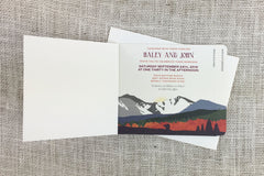 Fall Longs Peak Colorado Mountain 3pg Wedding Booklet Invitation with Tear-off RSVP Postcard and A7 Envelopes