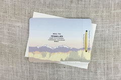 Colorado Rocky Mountains at Sunset 3pg Livret Booklet Wedding Invitation with Tear-off RSVP Postcard and A7 Envelopes