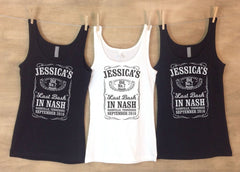 Last Bash in Nash? Tennessee whiskey inspired Bachelorette party tanks / Whiskey Inspired Nashville Bachelorette / Nashville Shirts