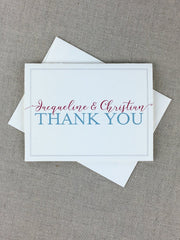 Elegant Classic Script Personalized Folded Thank You Card - A2 Broadfold Thank You Card with A2 Envelope