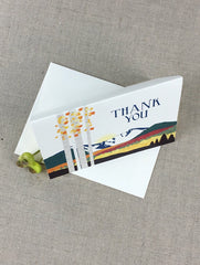 Fall Longs Peak Mountain Wedding Thank You Folded Note Card - A2 Broadfold Thank You Card with A2 Envelope
