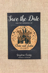 Fairytale Princess Castle with Kissing Mice Cork Coaster Save the Date and A7 Envelope