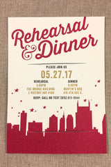 Rustic Nashville Skyline "I Do" BBQ Rehearsal Dinner Cork Coaster Invitation and A7 Envelope