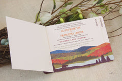 Fall Appalachian Mountains Wedding Invitation // 3pg Booklet Livret Invite with Perforated RSVP Postcard and Envelopes