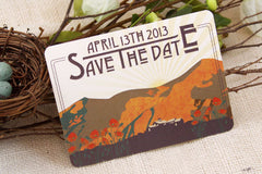 Figueroa Mountain Lodge Wedding Save the Date Postcard // California Mountains with Poppies Save the Date Postcard