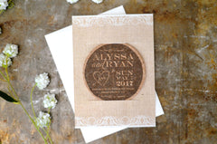 Rustic Linen and Lace Cork Coaster Save the Date // Unique Save the Date