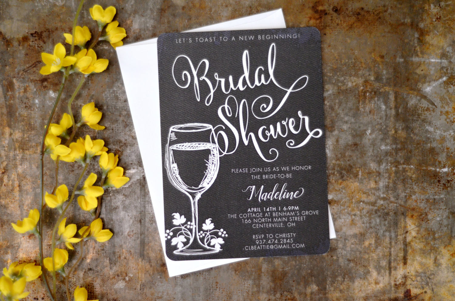 Vintage Winery Bridal Shower 5x7 Invitation with A7 Envelope // Wine themed invite