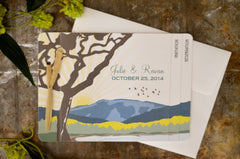 Carmel Valley California Craftsman Wedding Livret Booklet Invitation with A7 envelope