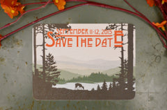 Craftsman Appalachian Rolling Hills with Deer by Lake - Save The Date Postcard