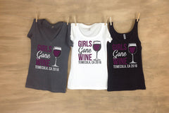 Girls Gone Wine, Wine Style Bachelorette Party Shirts