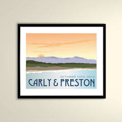 California Coast Beach 11x14 Vintage Poster/Wedding Poster personalized with Names and Date (frame not included)SM-1