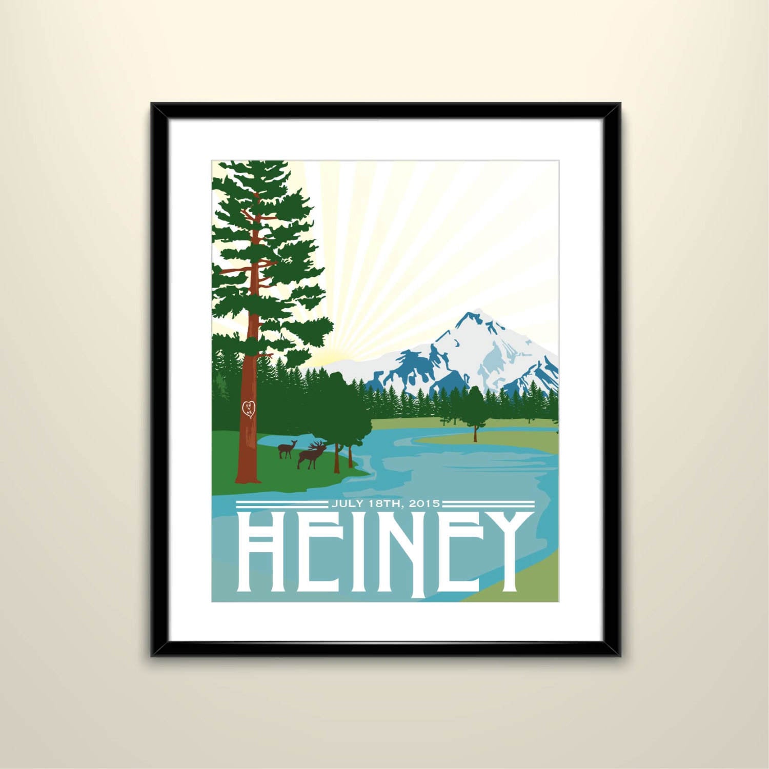 Mt Jefferson Poster (Head of the Metolius River) / Oregon Vintage Travel Poster / Wedding Poster / Wedding Gift (frame not included)