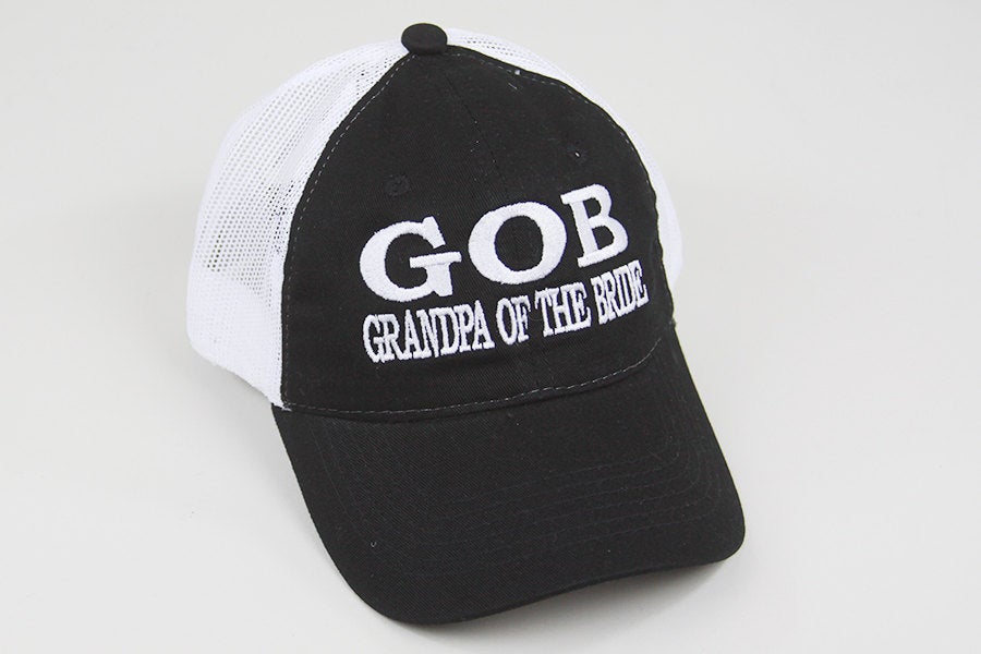 Grandpa of the Bride Embroidered Hat // GOB // Groom Bridal Party Trucker Mesh Unstructured Hat