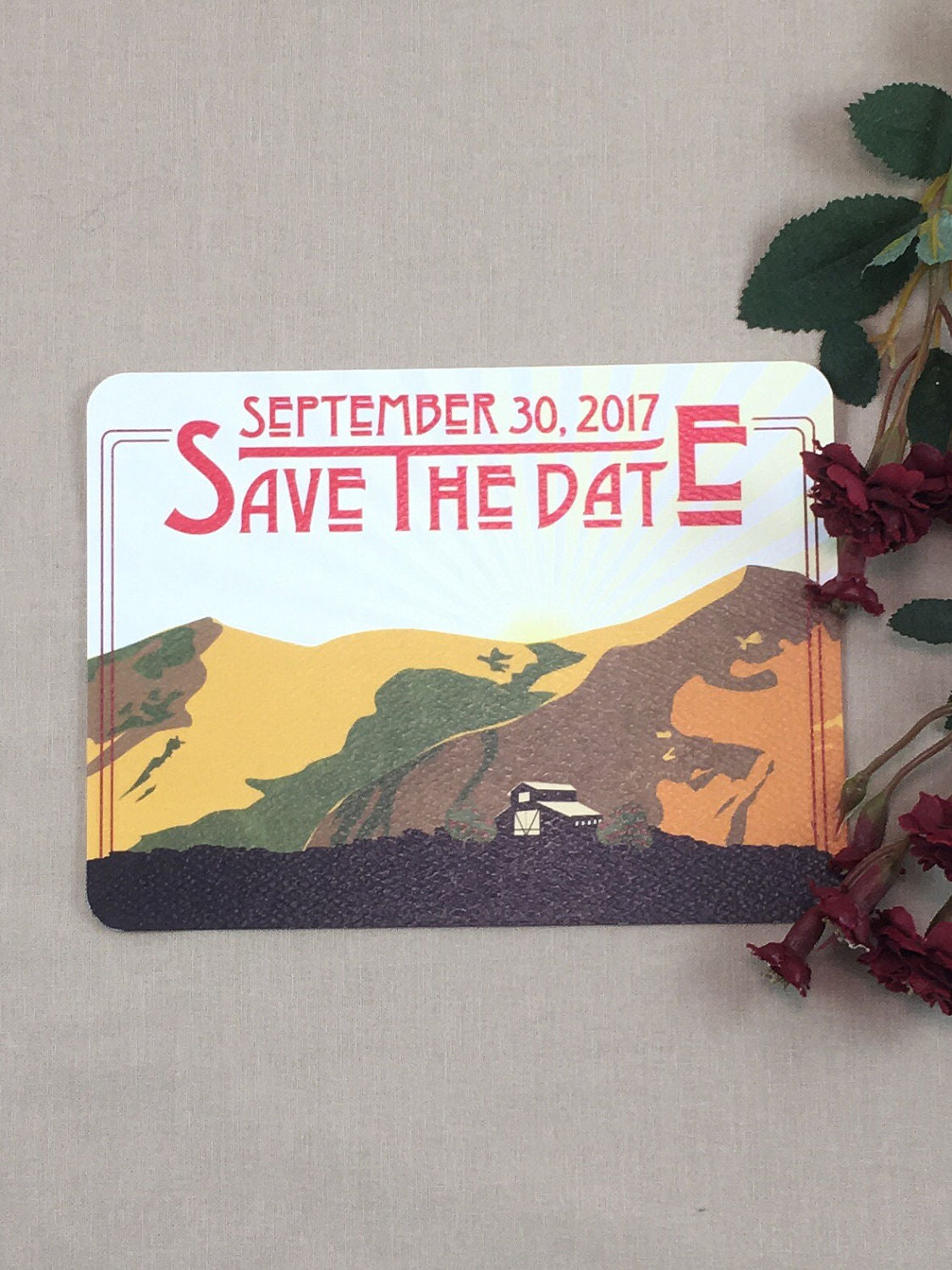 California Figueroa Mountains with Lodge Save the Date Postcards