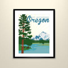 Mt Jefferson (Head of the Metolius) 11x14 Vintage Poster // Wedding Poster personalized with Names and date (frame not included)
