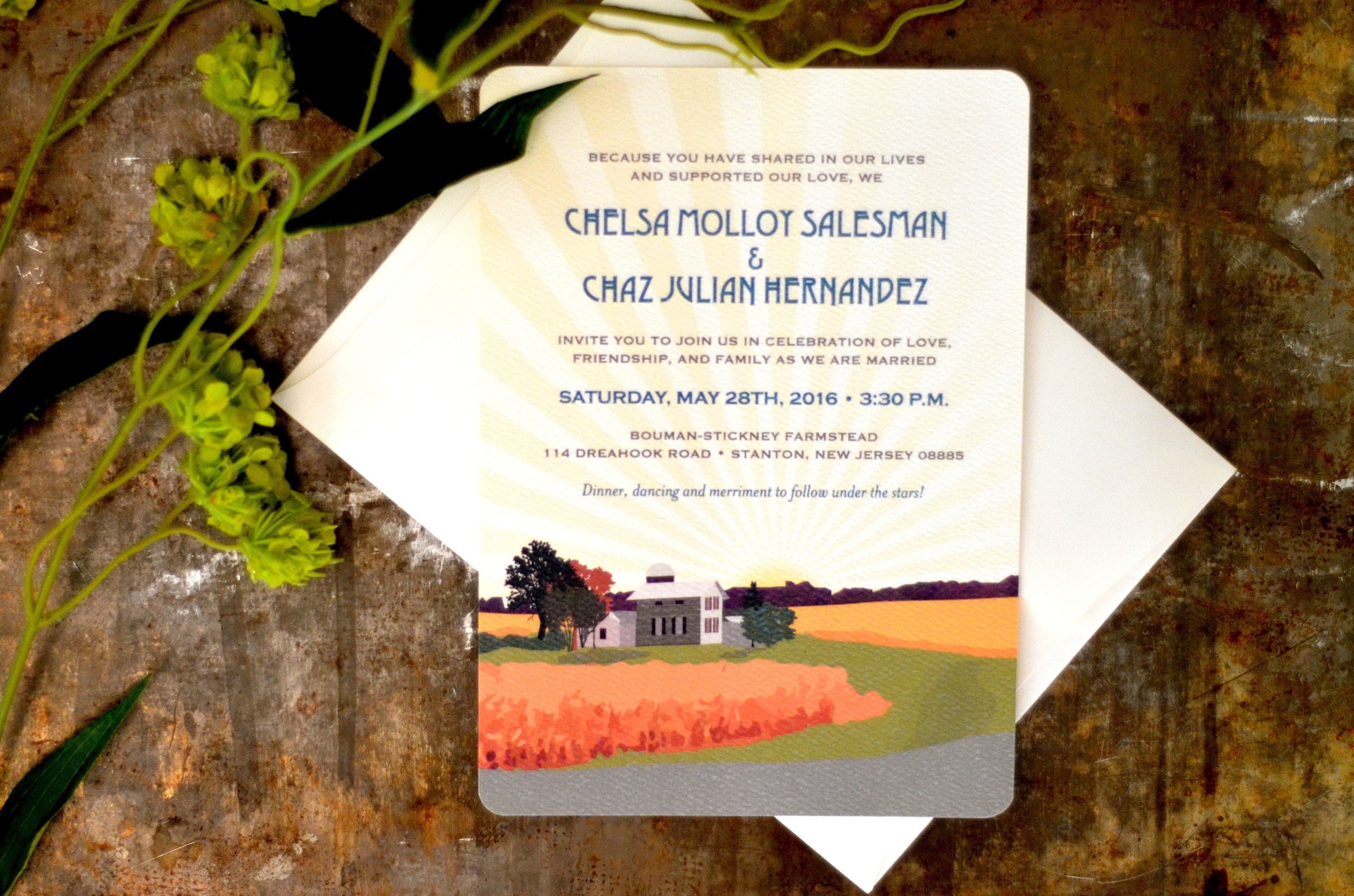 Family Farm with Wheat Field Landscape Wedding Invitation 5x7 / with A7 envelopes - BP1