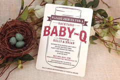 Backyard Baby-Q / Mason Jar Baby Shower Invitation / 5x7 BBQ Baby Shower Invite / Rustic Baby Shower / DIY / Printable / Template