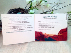 Zion Mountain, Utah 3pg Livret Booklet Wedding Invitation with Envelopes //  Illustrated Invitation // Get Started Deposit or Full Payment