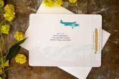 Denali Alaskan Mountains with Moose Sunrise Livret Booklet and Tear-off RSVP Postcard / A7 Envelopes - BP1