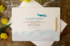 Denali Alaskan Mountains (Turquoise & Brown) with Bear Sunrise 5x7 2pg Livret Booklet / A7 Envelopes - BP1