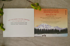 Mount Rainier National Park Washington Mountain with Deer 2pg Livret Booklet Wedding Invitation with Envelope - BP1