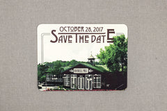Ivy Hall at the Roswell Mill Save the Date / Vintage Travel Art /  Art Deco Wedding Save the Date Postcard / Georgia Save the Date Postcard