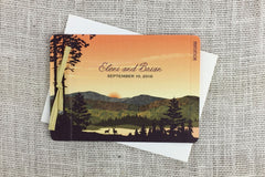 Fall Catskills Mountains at Sunset 2pg Livret Wedding Invitation with Envelopes